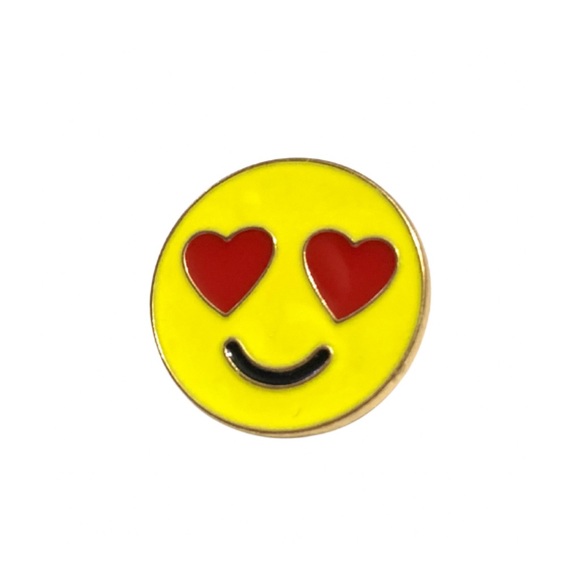 baubld Jewelry Heart Eyes Emoji Smiley Face Enamel Pin Brooch